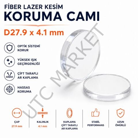 Fiber Lazer Kesim Koruma Camı D27.9 × 4.1 mm