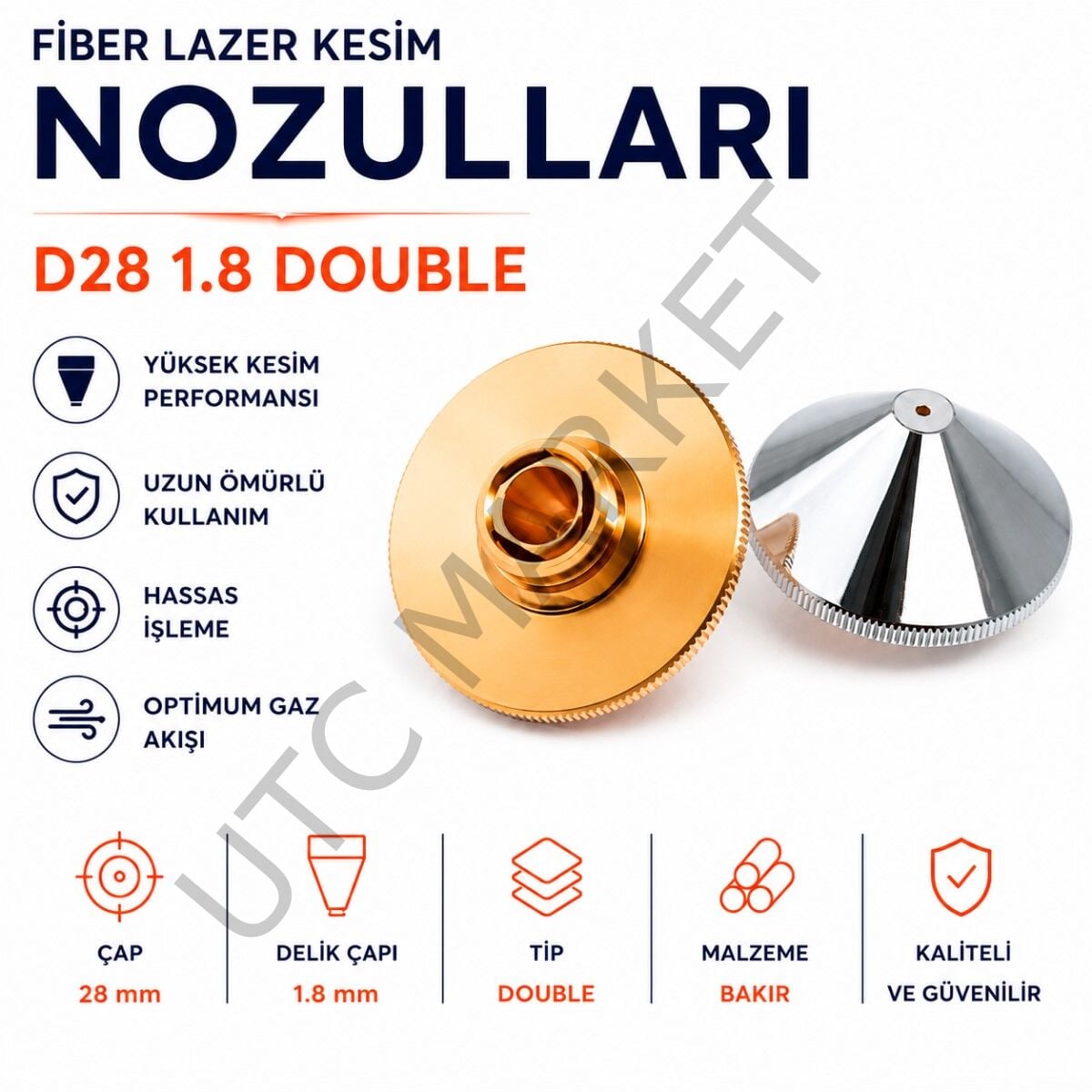 Fiber Lazer Nozul D28 1.8 Double
