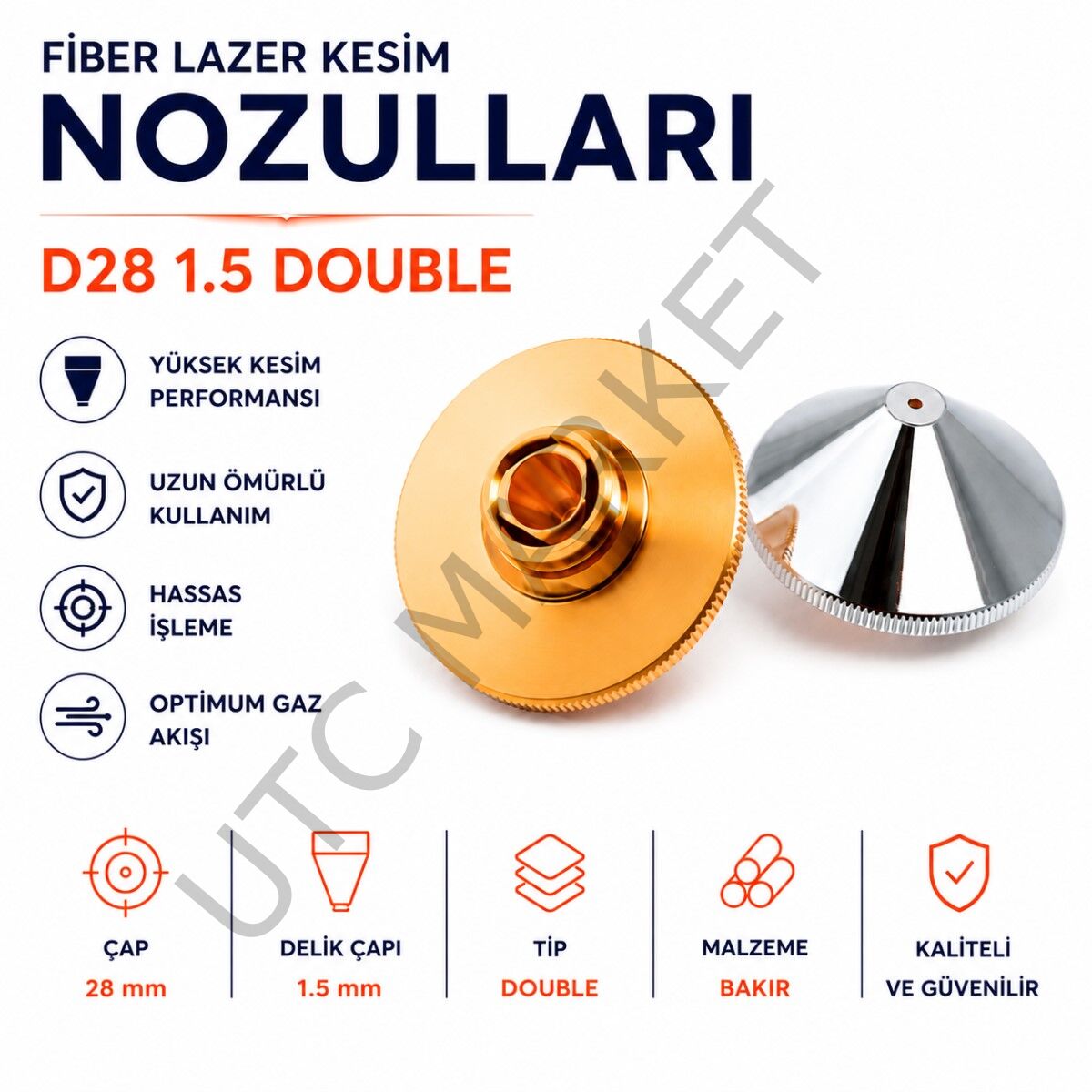 Fiber Lazer Nozul D28 1.5 Double