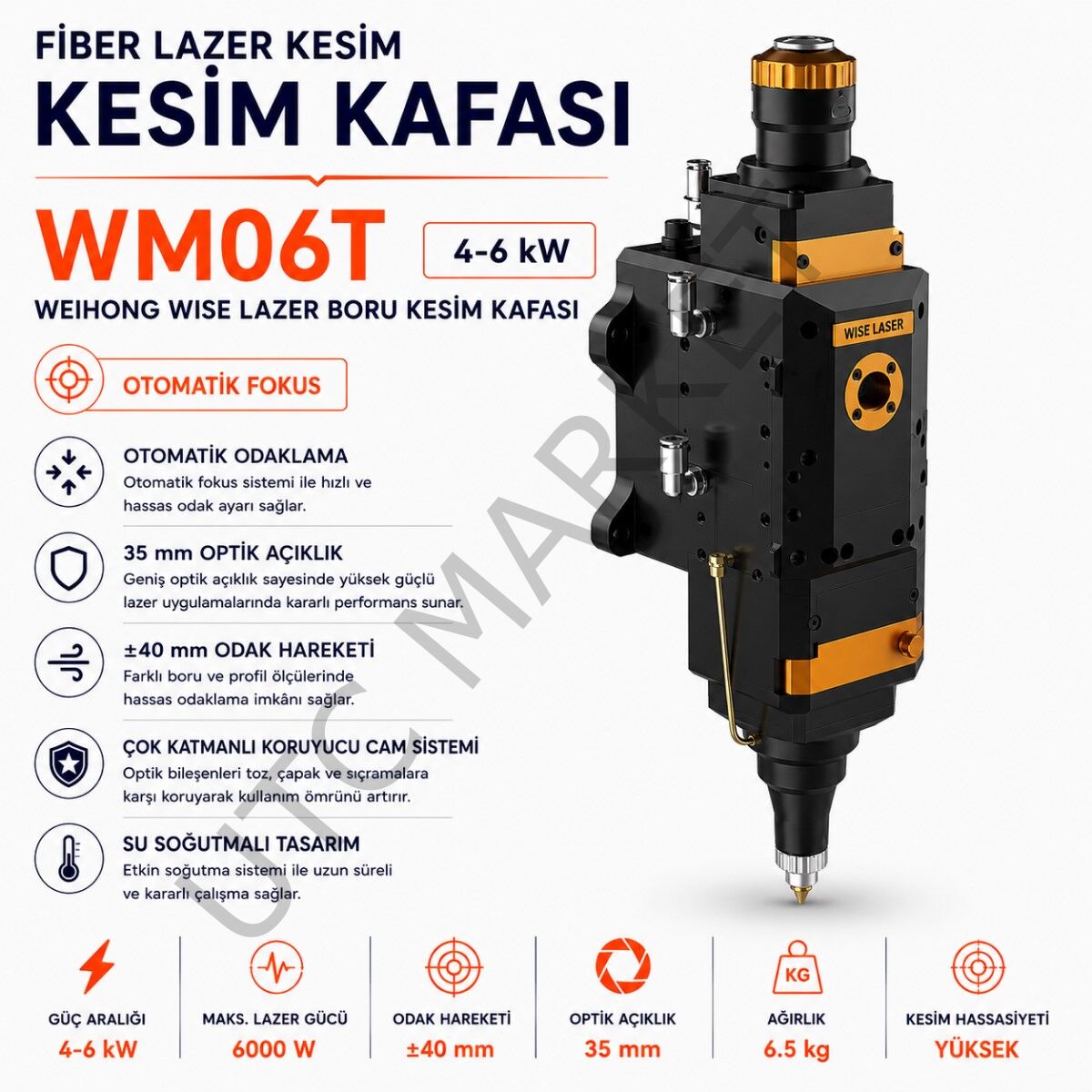Weihong Wise Lazer Boru Kesim Kafası WM06T 4-6 kW
